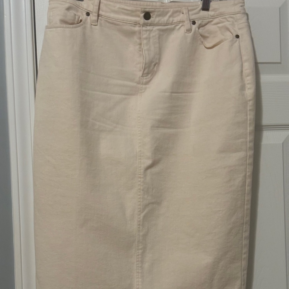 Ann Mashburn Buttercream Jean Midi Skirt (L)